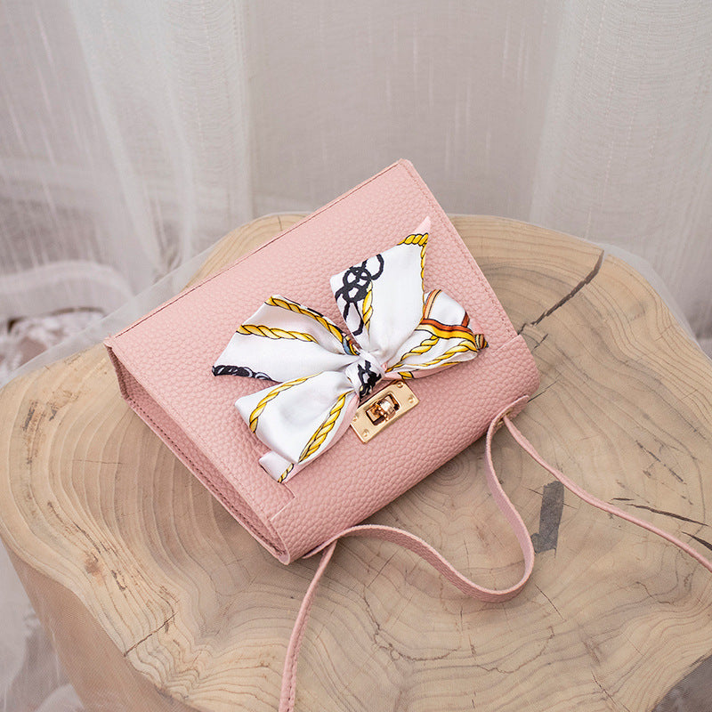 Litchi pattern shoulder bag silk scarf bag