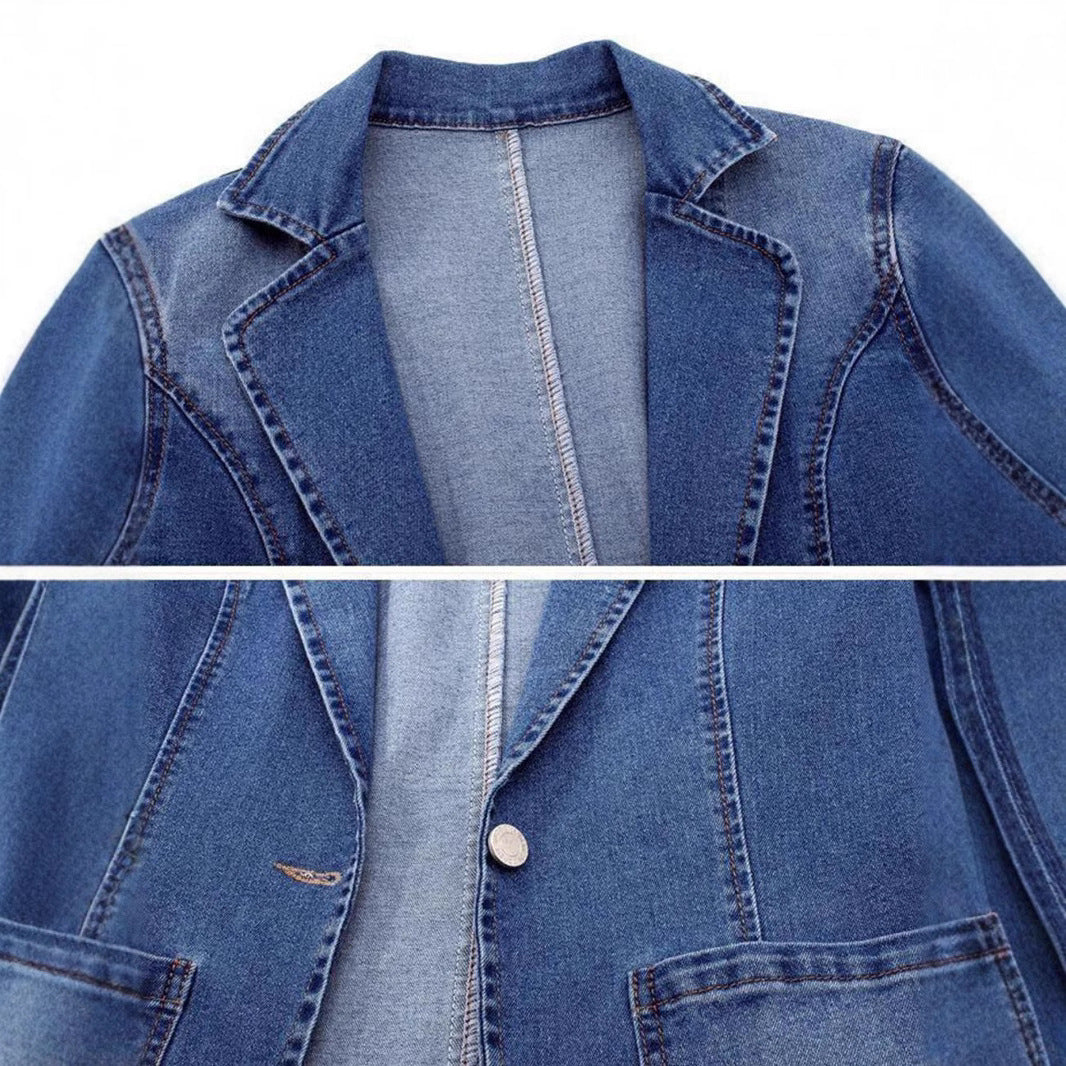 DenimChic Suit Collar Jacket