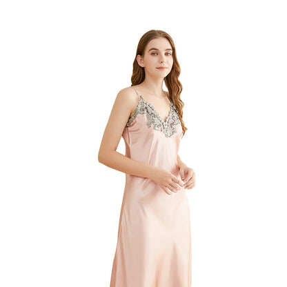 Women's Silk Lace Sexy V-neck Nightdress