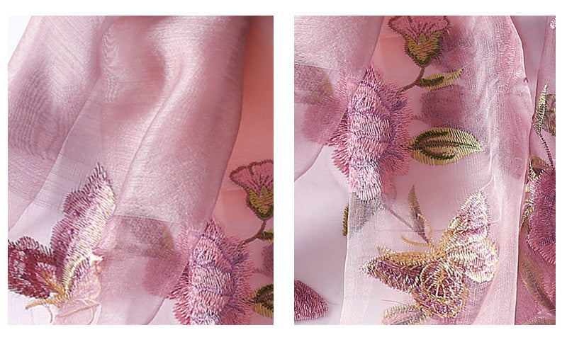Silk scarf with wild embroidery in spring