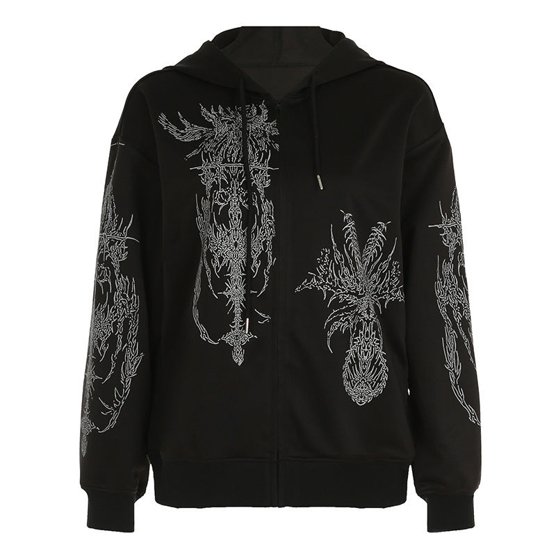 European And American Dark Style Y2g Printed Hoodie