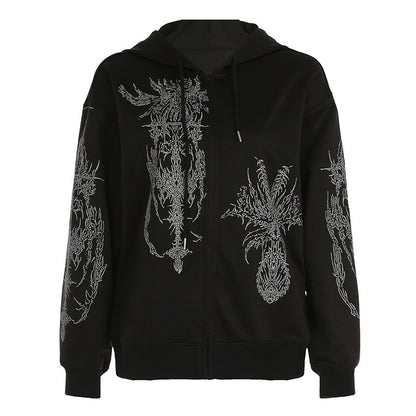 European And American Dark Style Y2g Printed Hoodie