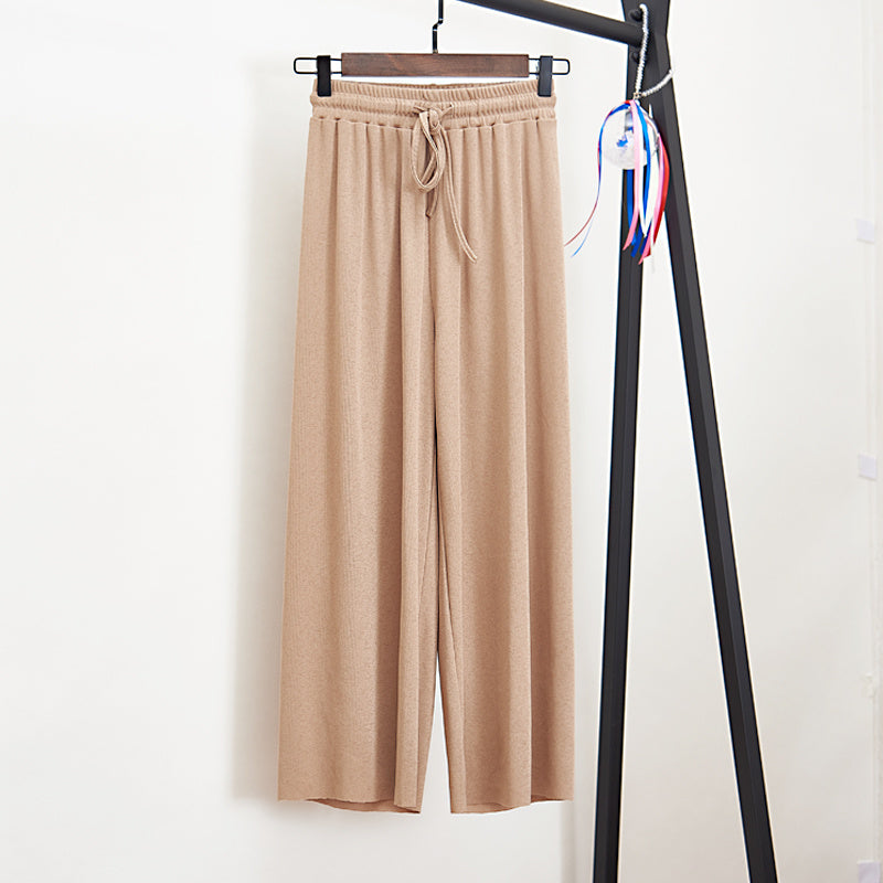 Ice silk high waist wide leg pants