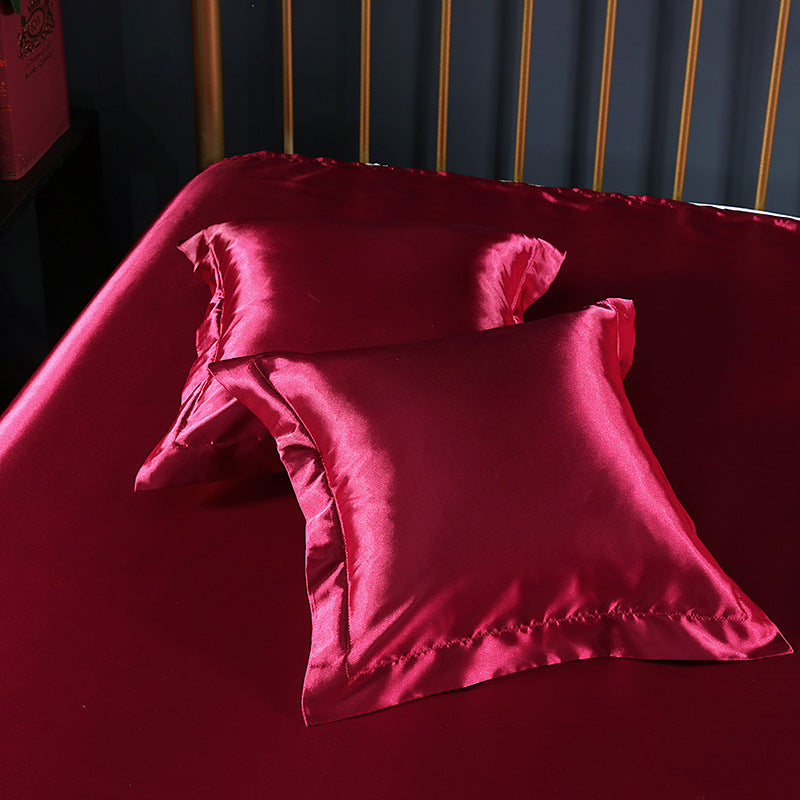 Pure color silk square pillowcase