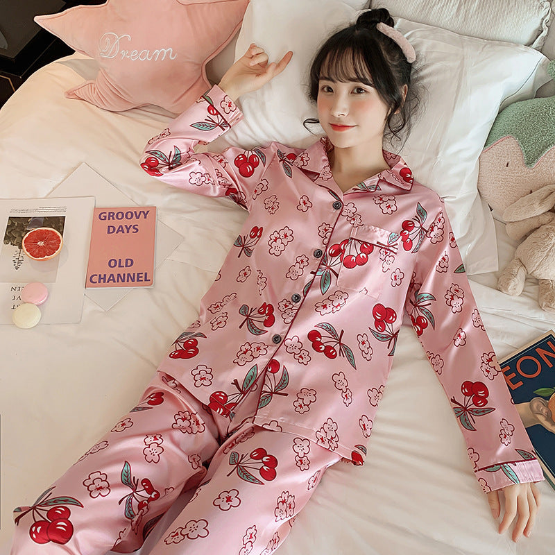 Ice Silk Pajamas Women's Spring And Autumn Long Sleeves