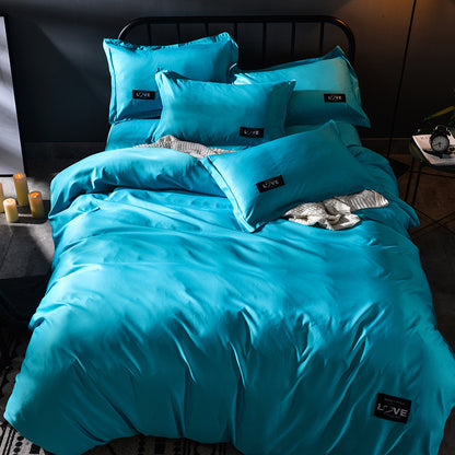 Simple washed cotton silk four piece set