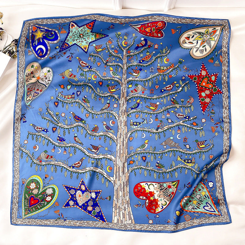 Korean printing fashion silk big scarf shawl