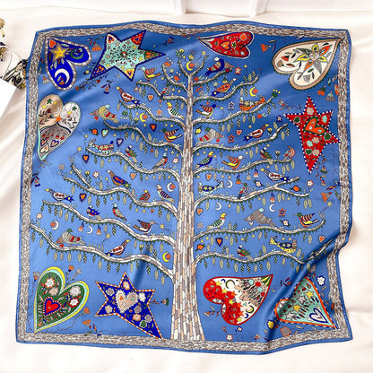 Korean printing fashion silk big scarf shawl