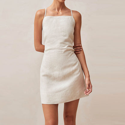 : Silken Ember Lace-Up Dress