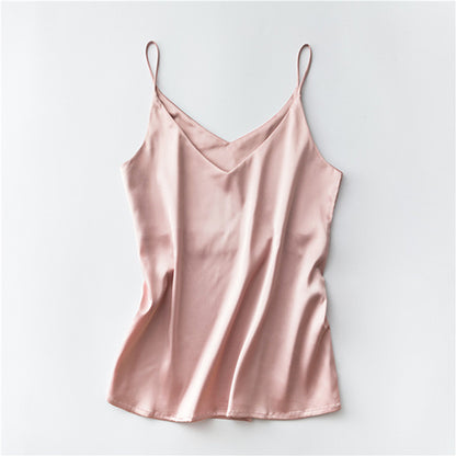 Women's short sleeveless ice silk top