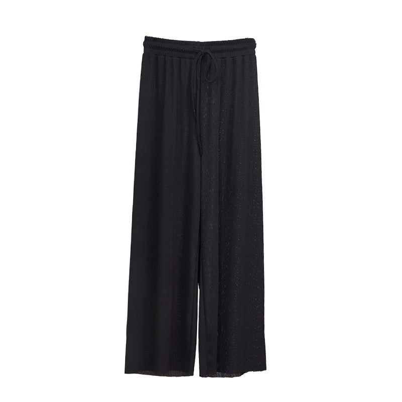 Ice silk high waist wide leg pants