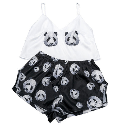 Women's silk print pajamas