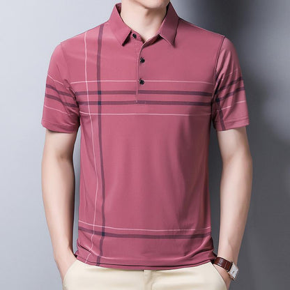 Business Casual Lapel Ice Silk T-shirt