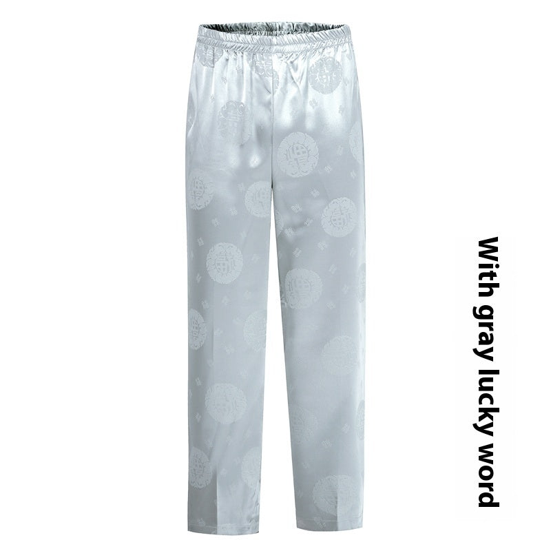 Loose Silk Chinese Style High-waisted Trousers