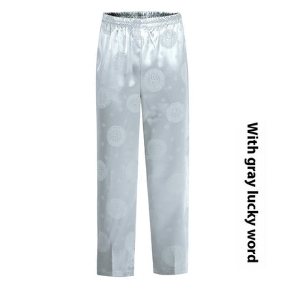 Loose Silk Chinese Style High-waisted Trousers