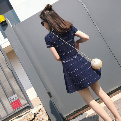 Short High Waist Ice Silk Knitted Dress Suit