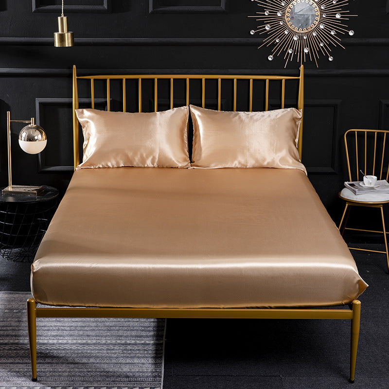 Three-piece silk mattress protection cover