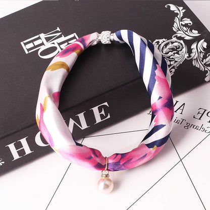 Women's Fashion Print Embellished Silk Scarf