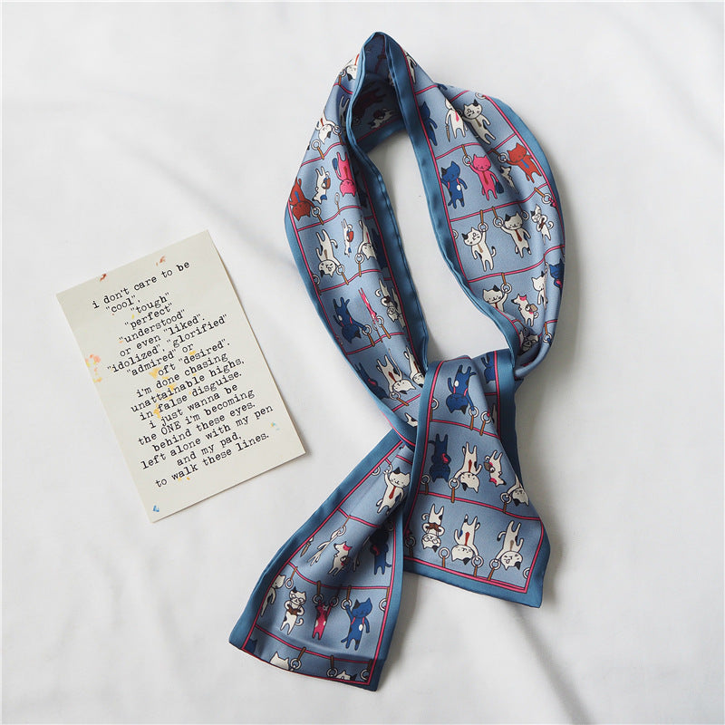 Simple temperament double satin silk scarf