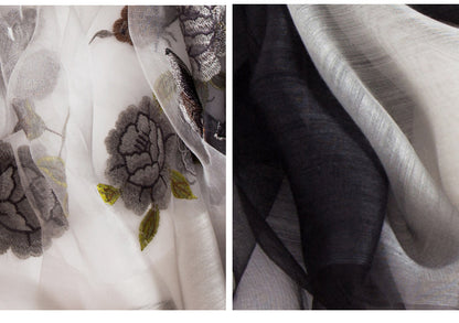 Silk scarf with wild embroidery in spring