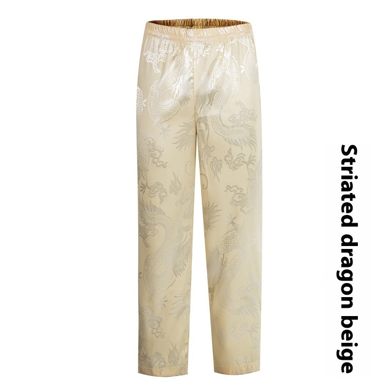 Loose Silk Chinese Style High-waisted Trousers