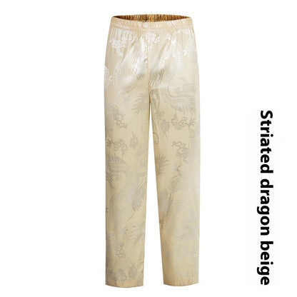 Loose Silk Chinese Style High-waisted Trousers