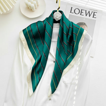 Simple  Wild Fashion Color Matching Color Simulation Silk Square Scarf