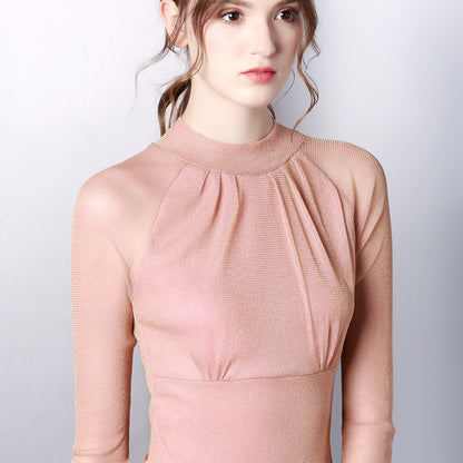 Bright silk mesh bottoming shirt