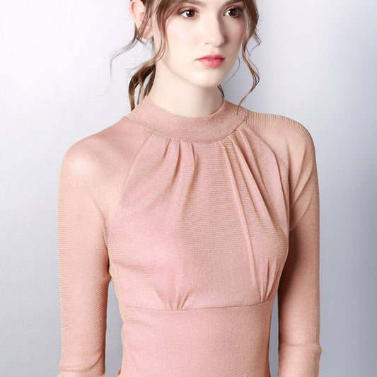 Bright silk mesh bottoming shirt