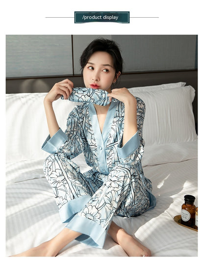 Long Sleeve Ice Silk Classic Style Silk Sexy Home Wear Can Be Worn Outside