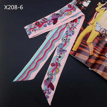 Women's French Flower Wave Imitated Silk Scarves