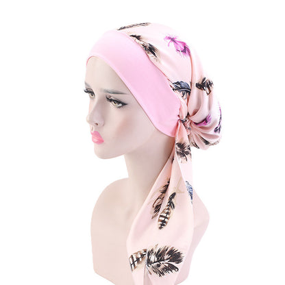 Pastoral style imitation silk stretch headband braid hat