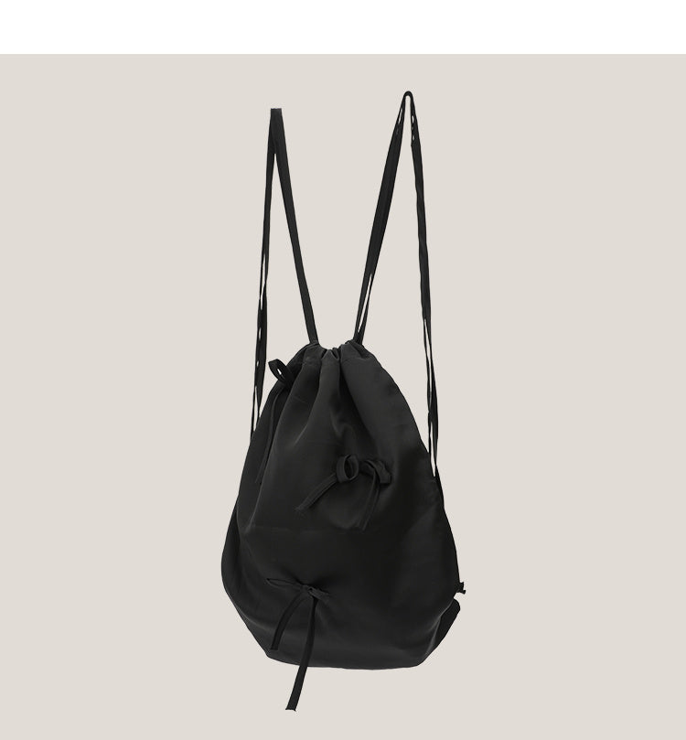 Silk Bow Drawstring Backpack Women's Cloth Bags