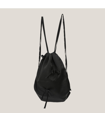 Silk Bow Drawstring Backpack Women's Cloth Bags