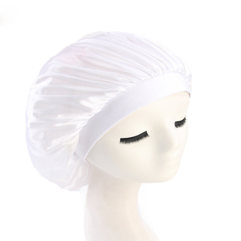 Simulation silk elastic wide-brimmed round cap