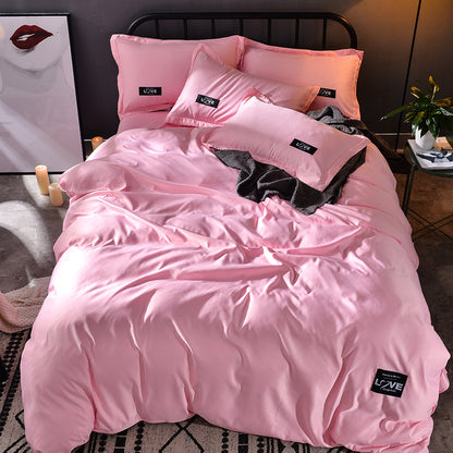 Simple washed cotton silk four piece set