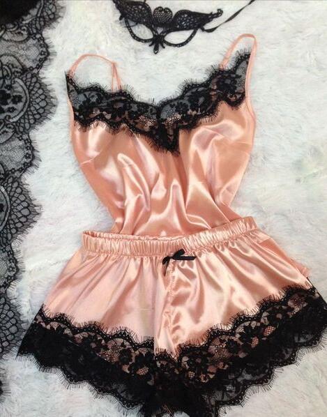 Simulated Silk Plus Size Home Underwear Suspenders Nightdress