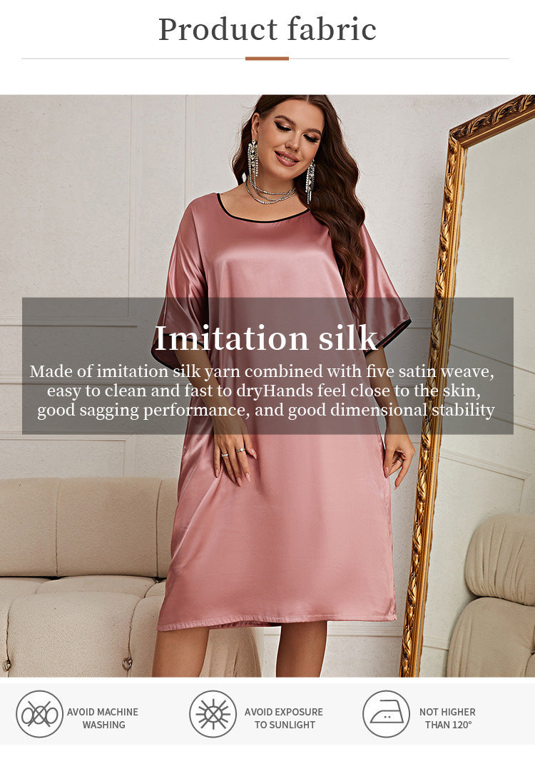 Round Neck Dress Sexy Nightdress Women's Ice Silk