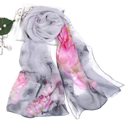 Summer Sunscreen Simulation Silk Beach Towel All-match Scarf