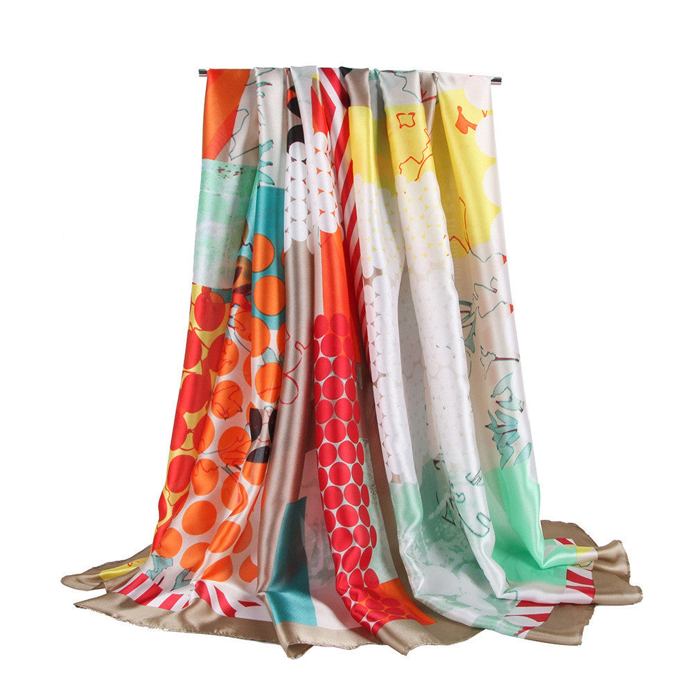 Silk satin zebra dot pattern ladies scarf