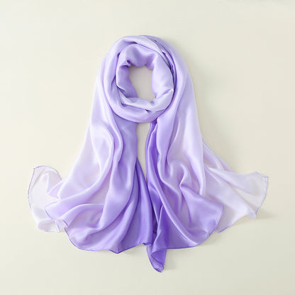 Gradient Silk Scarf Transition Color Lady