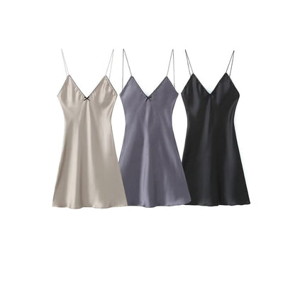 Women's European And American Style Silk Satin Texture Dress