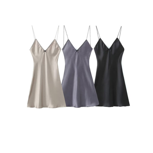 Women's European And American Style Silk Satin Texture Dress