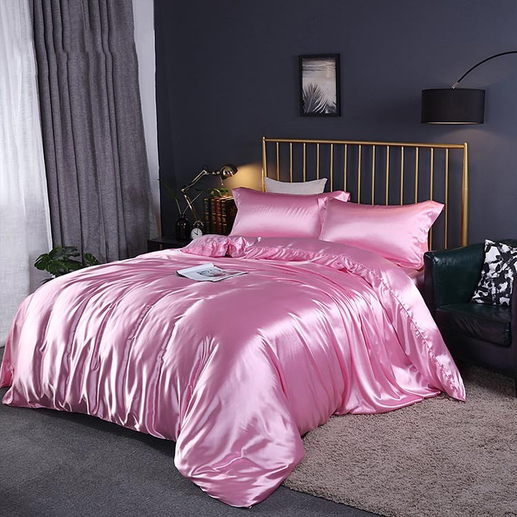 Pure Color Double-sided Ice Silk Washed Silk Four-piece Suit