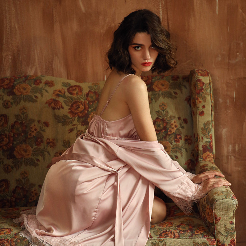 Lace ice silk robe