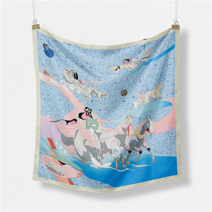Fashion Simple Print Twill Versatile Temperament Silk Scarf