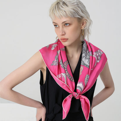 Screen Print Fuschia Silk Scarf