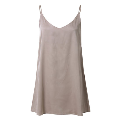 Pure color silk slim dress