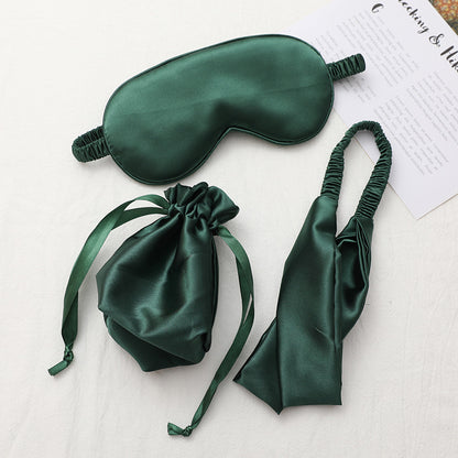 Three-piece Silk Eye Mask Headband Cloth Bag