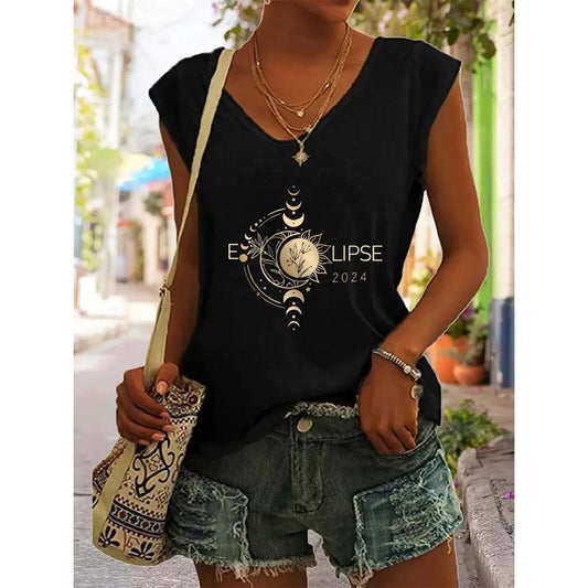 LunaScript V-Neck Tee